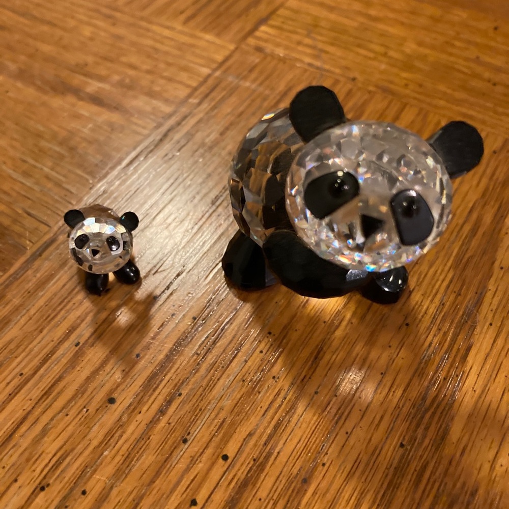 Swarovski Crystal Panda Bears Mother and Baby